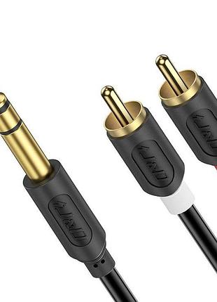 Аудіокабель кабель j&d 1/4" trs - 2rca, позолочений, перехідник 6,35 мм стерео чоловічий - подвійний чоловічий y для av-ресивера,