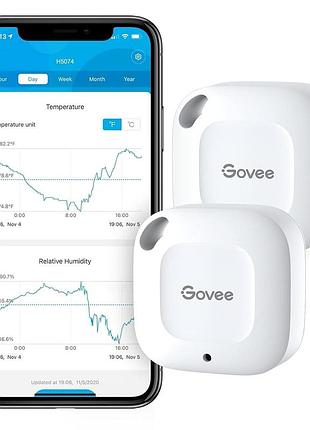 Умный термометр-гигрометр govee h5074 с bluetooth, мини датчик влажности (комплект из 2 шт.)