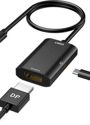 Адаптер loryi usb c на displayport зі швидкою зарядкою pd 100 вт, 4k@60 гц