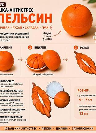 Іграшка-антистрес «апельсин», помаранчева