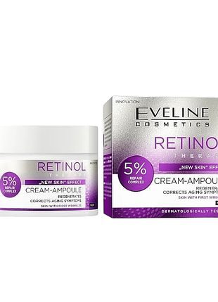 Крем-ампула для обличчя eveline retinol therapy омолоджуючий з колагеном 50 мл 0504