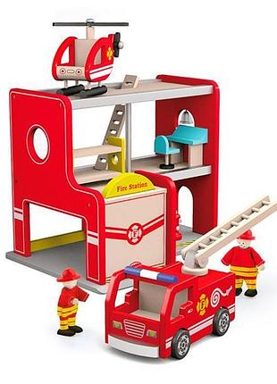 Дерев'яний ігровий набір viga toys пожежна станція (50828)