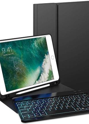 Чохол-клавіатура jademall з підсвічуванням, сумісний з ipad 6-го покоління 2018, ipad 5-го покоління 2017, ipad pro 9.7", ipad air