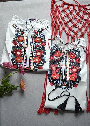 Нова, біла гарна блузка з імітацією вишиванки, красивий пстан- нова, розмір підійде на s-m-l,  та розмір xl:  підійде на l-xl+(xl)