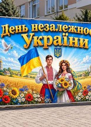 Патріотичний банер для фотозони «день незалежності україни. щаслива сім’я» на замовлення, 1 м²