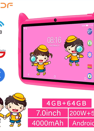 Детский планшет q kids tablets 4гб + 64гб + защитный чехол с подставкой - уценка