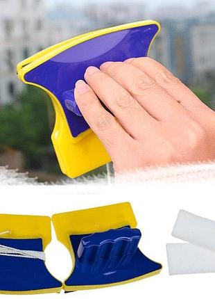Магнитная щётка для мытья окон double sided glass cleaner, 12 см