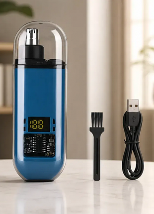Триммер для носа и ушей, от usb, 8000 об/мин / триммер для носа / триммер для ушей синий