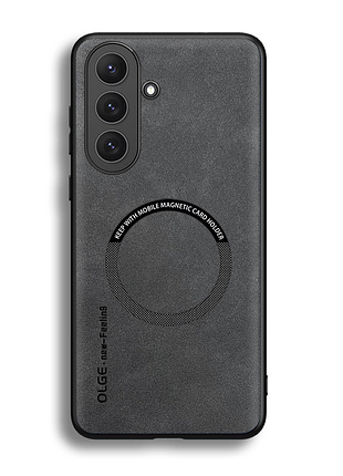 Чехол samsung galaxy s26 magsafe, защитная кожаная накладка с магнитом черный