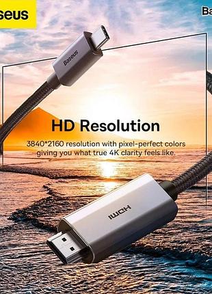 Кабель baseus type-c на hdmi graphene 1.8м 4k 60hz np021180r01bs