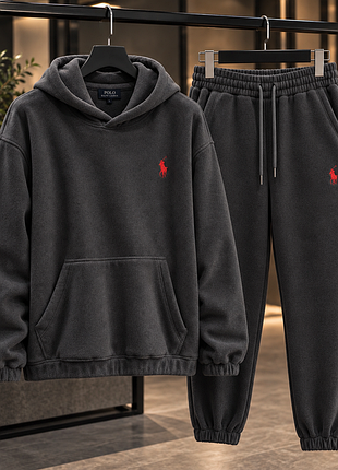 Чоловічий спортивний костюм polo ralph lauren з худі та штанами, сірий