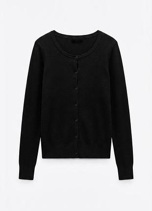 Черный базовый трикотажный кардиган rimehouse в рубчик, размер xl (170/92a)