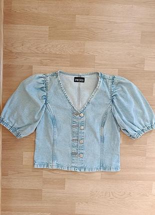 Стильный винтаж джинс-жакет- блуза, 
💯 коттон+ вискоза, оригинал, 
pieces,    m/l