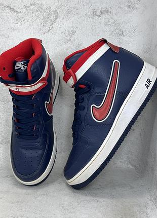 Сині шкіряні високі кросівки nike air force sport high wizards