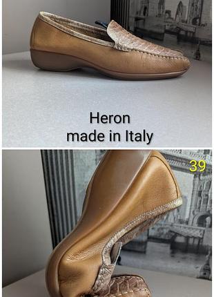 Туфлі лофери heron (39) made in italy жіночі з натуральної шкіри осінь/весна танкетка