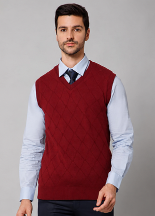 Модакласна жилетка принт орнамент із натуральної вовни ягняти pure new wool woolmark