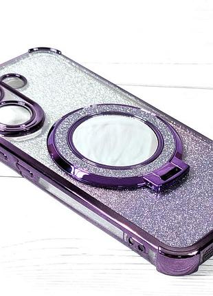 Чехол luxury case для poco x8 pro бампер с кольцом блестящий фиолетовый 2