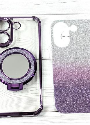 Чехол luxury case для poco x8 pro бампер с кольцом блестящий фиолетовый 3