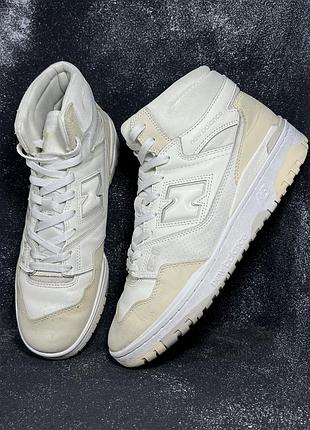 Високі чоловічі шкіряні бежеві кросівки new balance 650