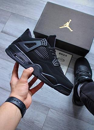 Крутые демисезонные кроссовки мужские женские nike jordan retro 4 black cat 36-45