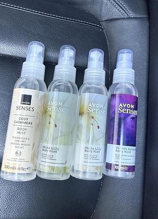 Спрей для тіла avon senses white lily біла лілія і інші