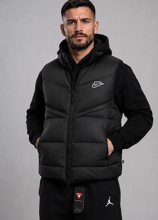 Жилетка чоловіча чорна nike tech fleece primaloft! жилетка мужская чёрная демисезон nike tech fleece! материал плащевка + primaloft! размеры xs-xl!