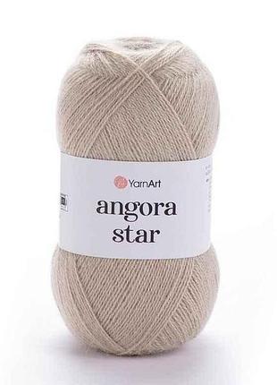 Пряжа angora star светло-бежевый 80% акрил 20% шерсть 500м 100г 5шт/уп 033 тм yarnart