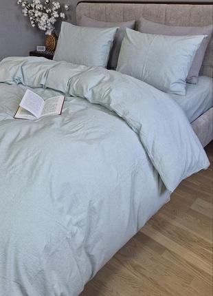 Комплект постільної білизни light azure, washed cotton w1061
