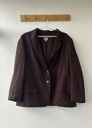 Коричневий, шоколадний прямий піджак, жакет h&m