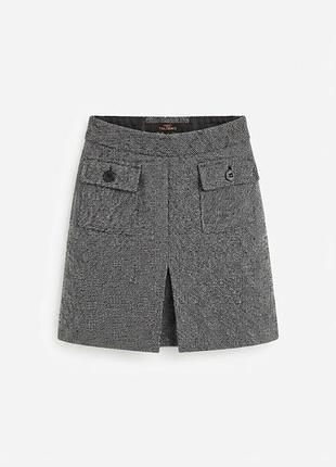 Серая твидовая мини-юбка next tailoring с карманами и разрезом, размер xs (uk 6 / eur 34)