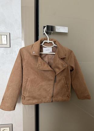Дитяча курточка косуха reserved для дівчинки під замшу світло коричнева, карамельна 110 розмір