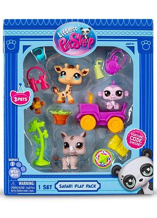Ігровий набір "сафарі" littlest pet shop 00524 аксесуари та 3 фігурки