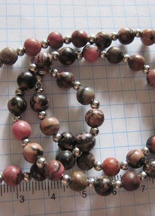 Бусы . ожерелье. натуральный камень родонит. 7