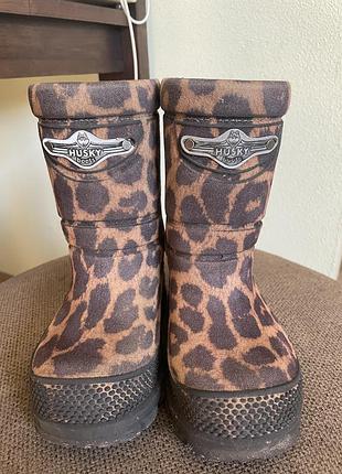Зимові гумові термочоботи дутики husky boots, розмір 25–26
