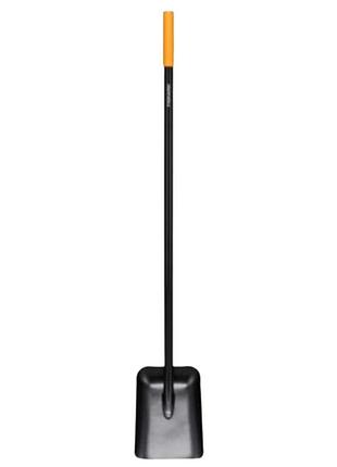 Совковая стальная лопата fiskars solid с широким крепким ковшом черный (1066720)