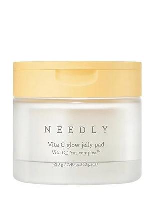 Термін до 2027.01 зволожувальні тонер-педи для сяйва шкіри needly vita c glow jelly pad 60 штук