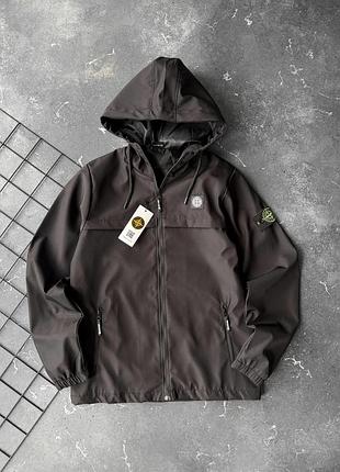 Ветровка черная stone island мужская 2