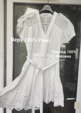 Белоснежная премиум-платье reiss с вышивкой и прошвой (коллекция gemina mini), размер xs-s (uk 8)