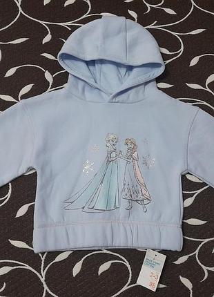 Кофта с капюшоном утепленная на девочку 2-3 лет, фирмы primark (disney)