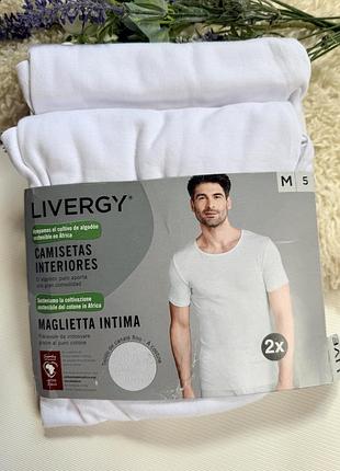 Набір чоловічих натільних футболок з круглим вирізом livergy 100% бавовна