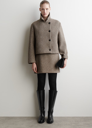 Куртка женская cos boiled wool-blend short jacket / м