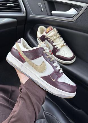Nike dunk low lx white/maroon 7