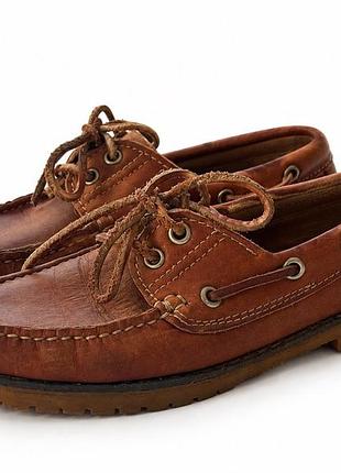 Культові яхтові коричневі шкіряні топсайдери мокасини 37 made in italy
