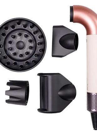 Фен стайлер super hairdryer мультистайлер 1600 вт прилад для волосся з холодним гарячим повітрям 4 насадки рожевий hp-3p