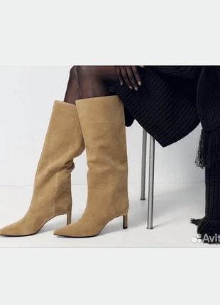 Чоботи труби zara замш
