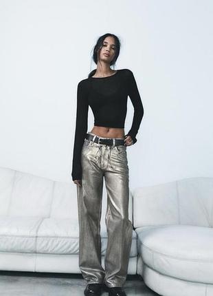 Срібні/золоті джинси zara 5