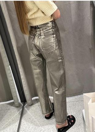 Срібні/золоті джинси zara 3