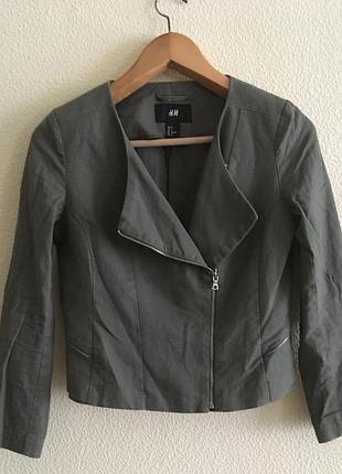 Курточка підліткова коротка h&m (льон + бавовна) розмір 36/s/44 на зріст 165 см