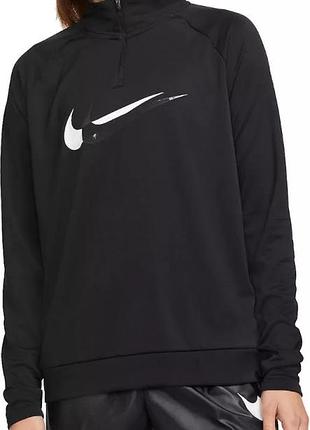 Черная женская спортивная кофта лонгслив найк nike dri-fit swoosh hbr, xs, оригинал
