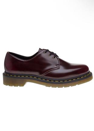 Dr. martens 1461 із гладкої вишневої шкіри. бордові черевики, мартінси, оксфорди, дербі , оригінал, туфлі